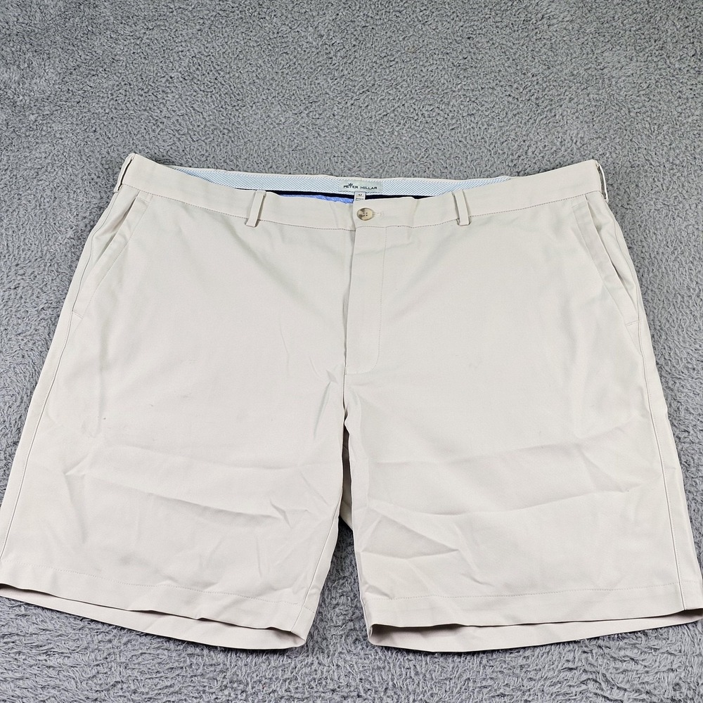 Peter Millar Shorts Mens 40 Beige Chino Flat Front Golf 9 Inseam Casual